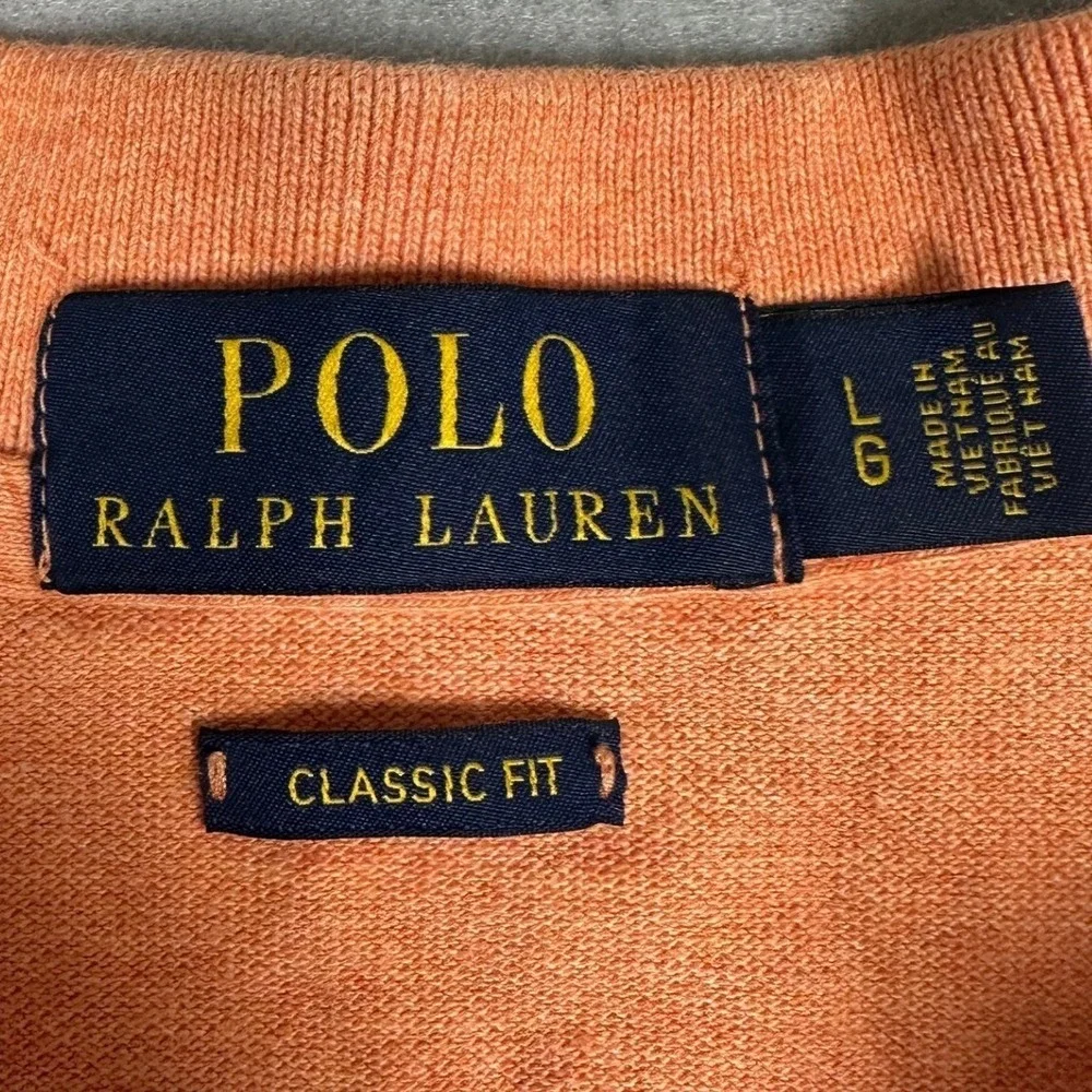 Polo Ralph Lauren Polo Shirt Mens Large Orange Classic Fit Casual Rugby Pony